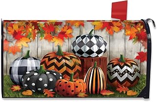 Briarwood Lane Patterned Pumpkins Autumn Magnetic Mailbox Cover Fall Leaves Standard
