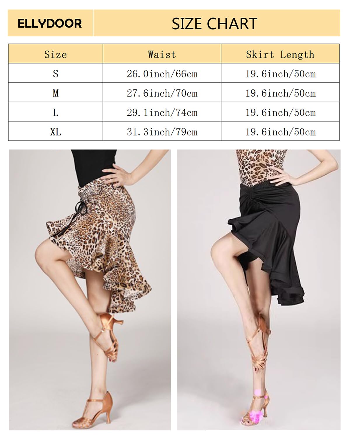 Mini jupe de danse latine pour femme - Jupe d'entraînement pour salsa rumba - Jupe patineuse à volants avec short