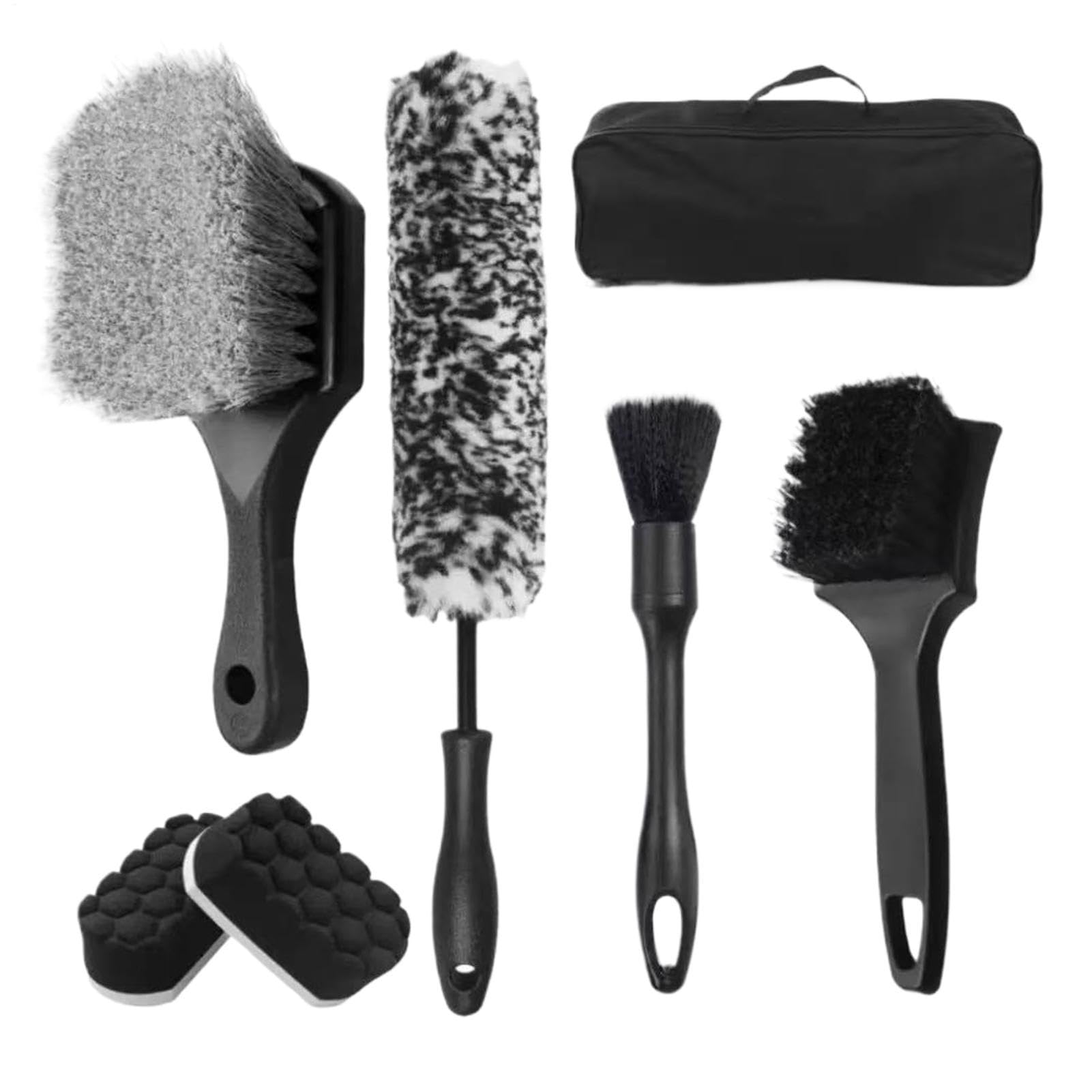 Kit de nettoyage pour jantes et pneus - Poils doux et rigides anti-rayures