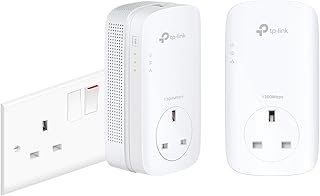 TP-Link 1-Port Gigabit Passthrough Powerline Starter Kit, Data Transfer Speed Up to 1300 Mbps, Ideal for HD Video Streaming and Online Gaming, No Configuration Required, UK Plug (TL-PA8010PKIT)