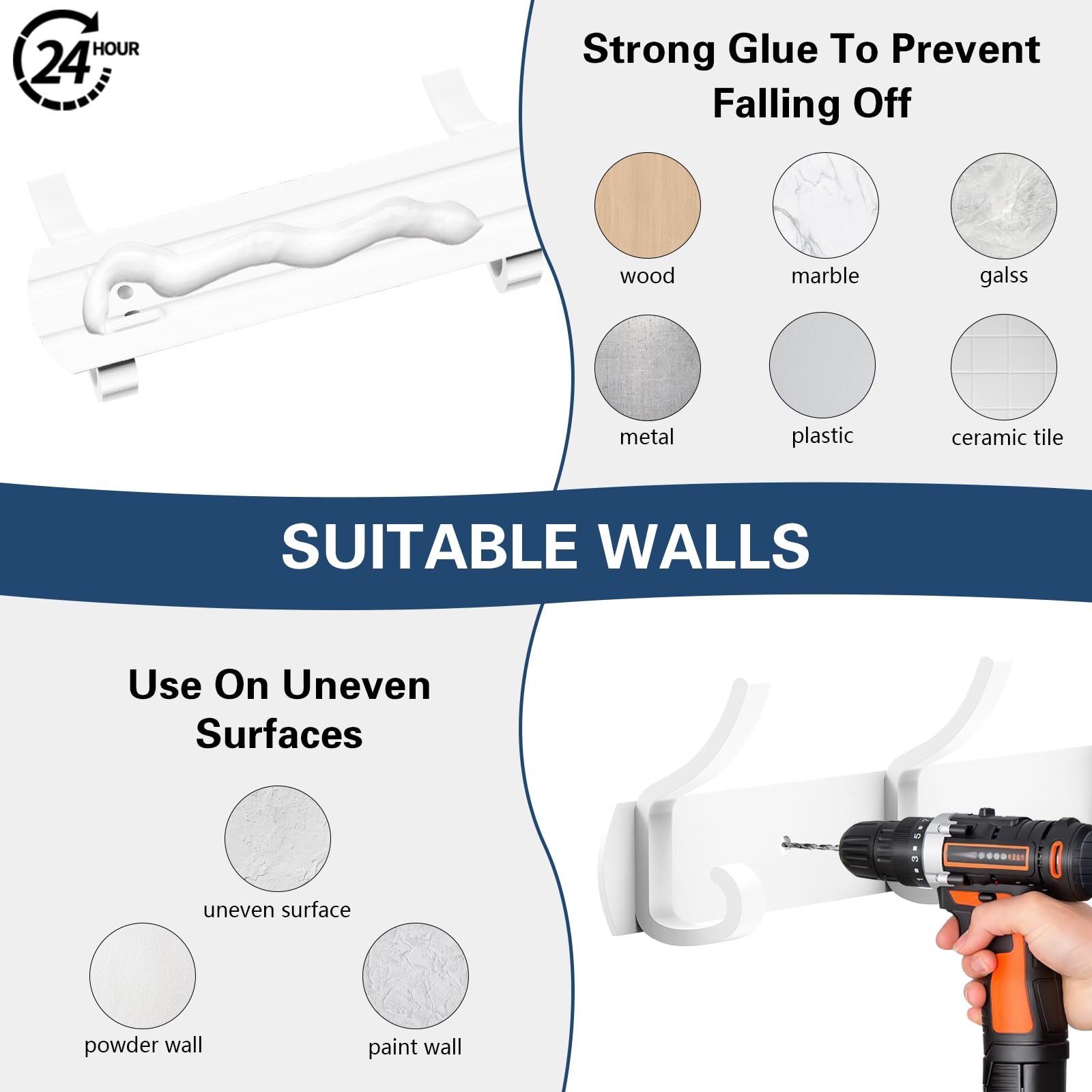 Ganci Da Parete Appendiabiti - 2 Pezzi In Metallo Per Cappotti, Sciarpe E Cappelli - Foto 4