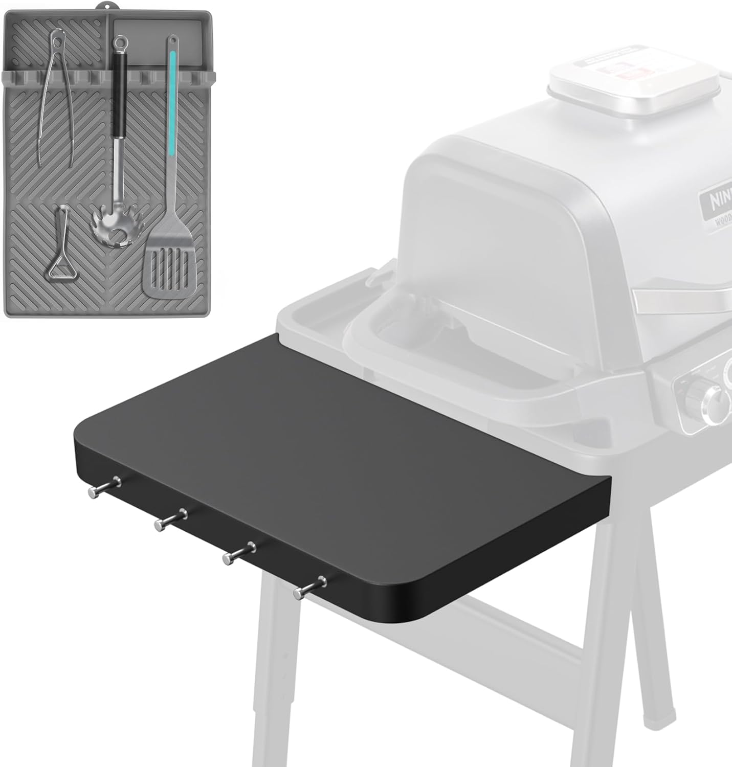 XSKUSSDTBL Woodfire Attachable Side Table Silicone Grilling Mat for Ninja Woodfire XSKUNSTAND Outdoor Grill Stand, Ninja Woodfire Grill Stand Side Table Silicone Grill Tool Mat for Ninja Grill Table