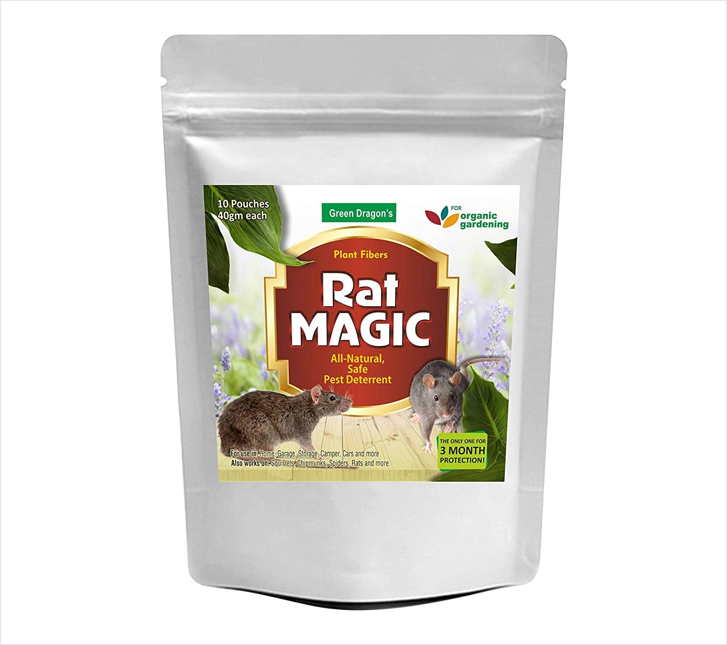 Green Dragon's 'Rat MAGIC' ALL NATURAL, Rat Repellent & Killer, 10 Pouches