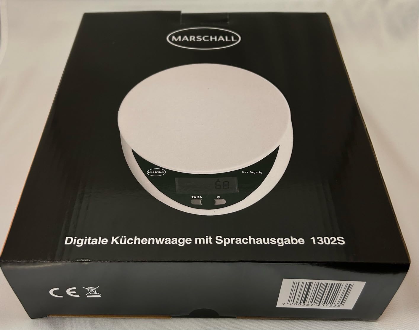 Mówiąca po niemiecku cyfrowa waga kuchenna I 1302S I waga z dużym wyświetlaczem LCD I nośność do 5000 g I wielofunkcyjna waga spożywcza I dokładna precyzja do 1 g