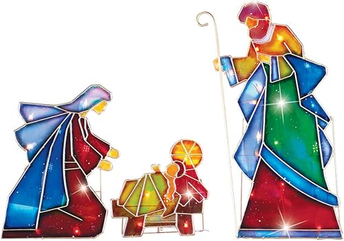 Collections Etc Belén de mosaico iluminado para exteriores - 3 piezas