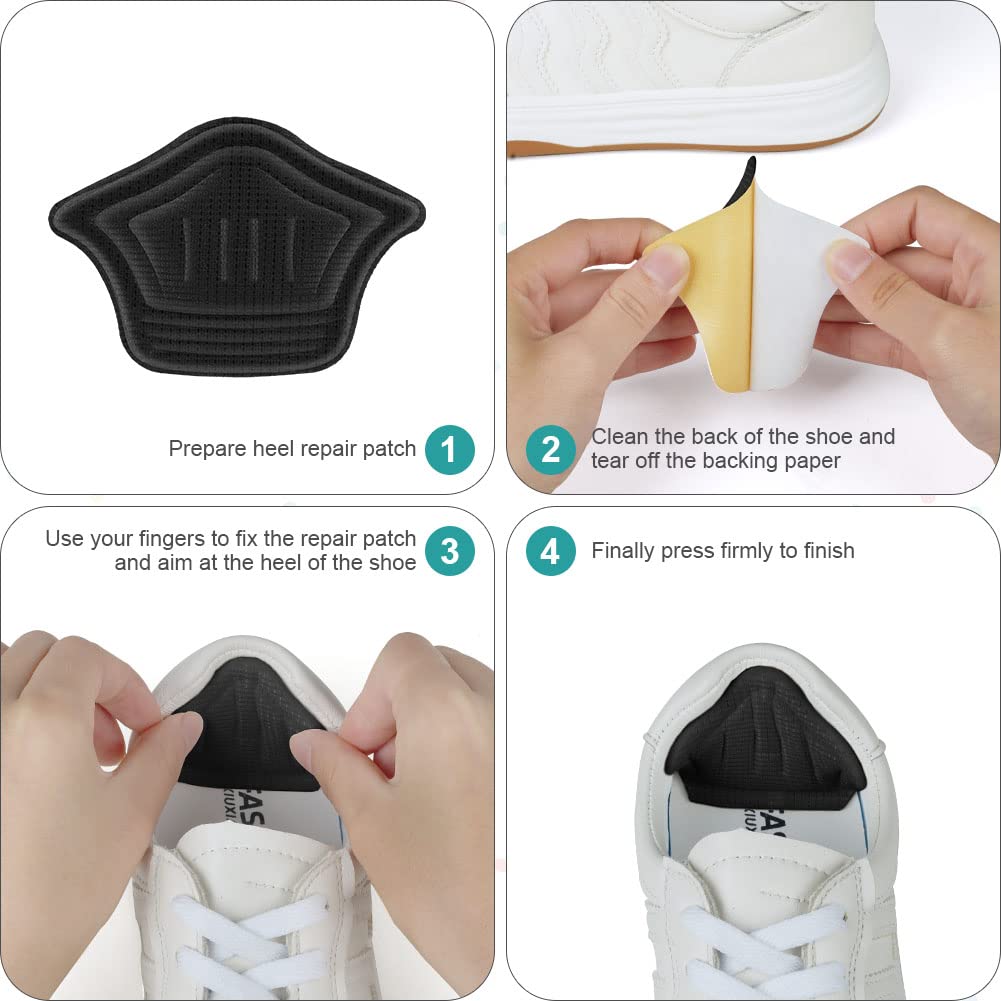 ACWOO 4 Pares Almohadillas De Talón Autoadhesivas, Almohadilla Talon Cómodo, Almohadillas Esponja para Talón, Plantillas Zapatos Autoadhesivas Adecuado Para Evitar Ampollas, Hombres y Mujeres, 10mm