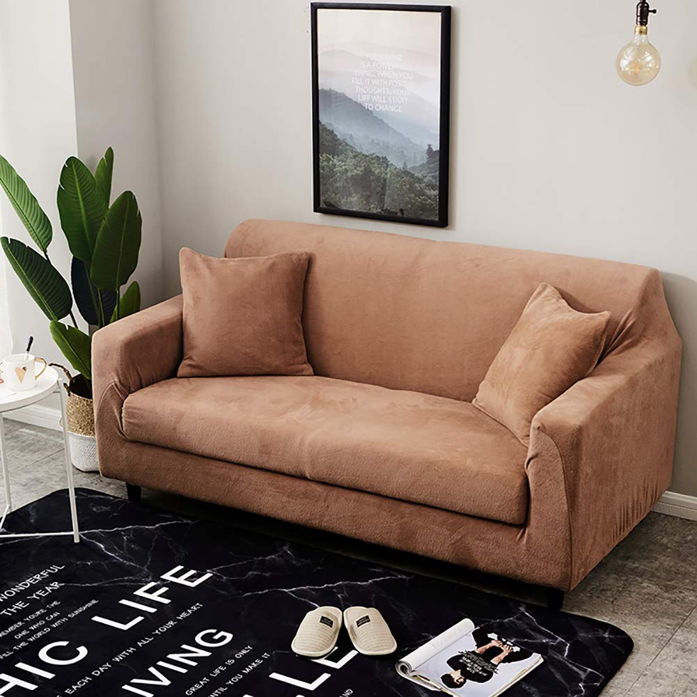 Felpa Cubiertas De Sofá para 1 2 3 4 Cubierta De Sofá,Completo Elásticoidad Couch Protector con Correas,Polvo-Prueba Elástico Soft Couch Cover para Perros Niños-