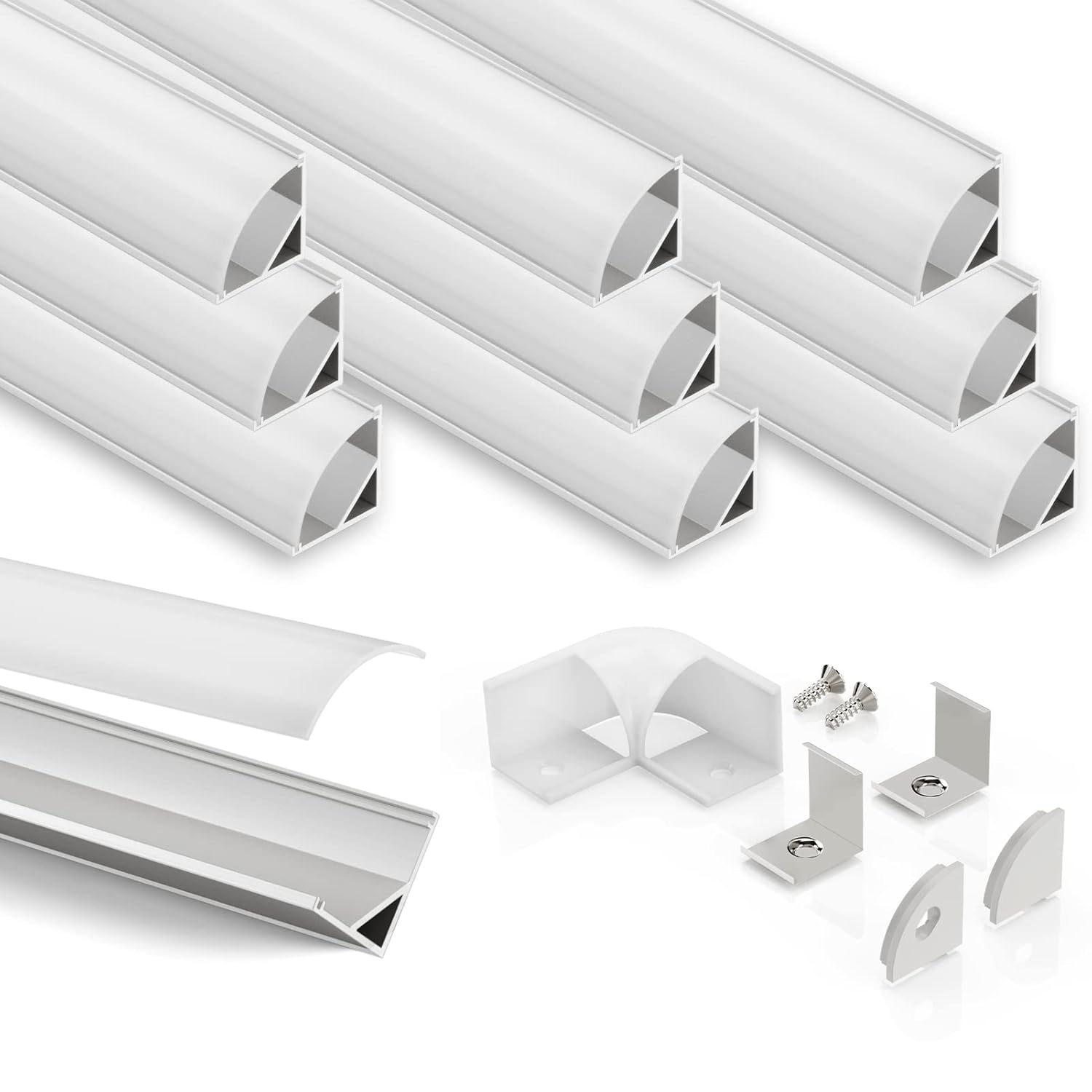 RKSON 10 Pack V Shape LED Channel 3.3FT/1M LED Diffuser Channel with Milky Cover