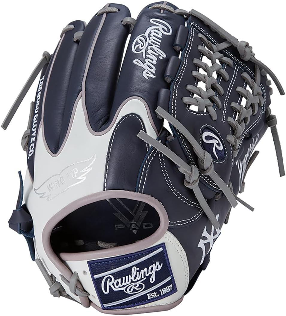 Rawlings Baseball Glove Soft Adult Hyper TECH MLB Team GR5HTMN55W Yankees [for Allfielders] Size 11.75 *Left Throwing (Right Handed)