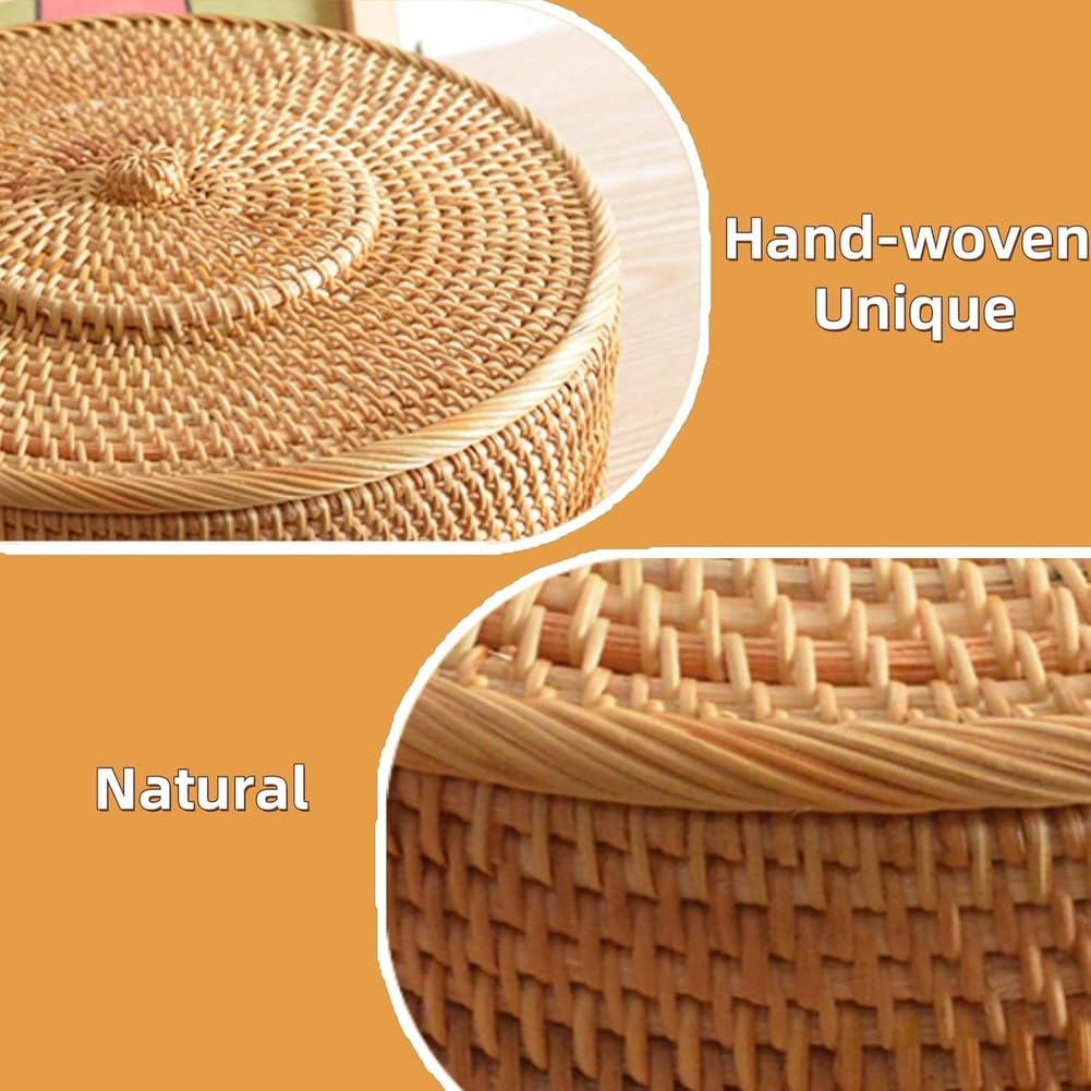 Cesta calentadora de tortilla de ratán natural, contenedor de almacenamiento hecho a mano de 10.2 pulgadas para tortillas de maíz, tacos y decoración de cocina