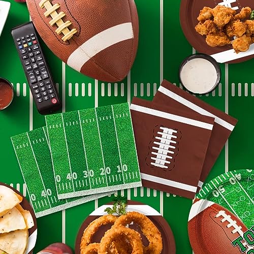 Gatherfun Football Party Supplies Kit Serve 24,Includes Dinner Plates, Dessert Napkins, Cups,Banner and Touchdown Tablecloth for Birthday Gameday Tailgate Decorations, Green (2023053002) - Image 6