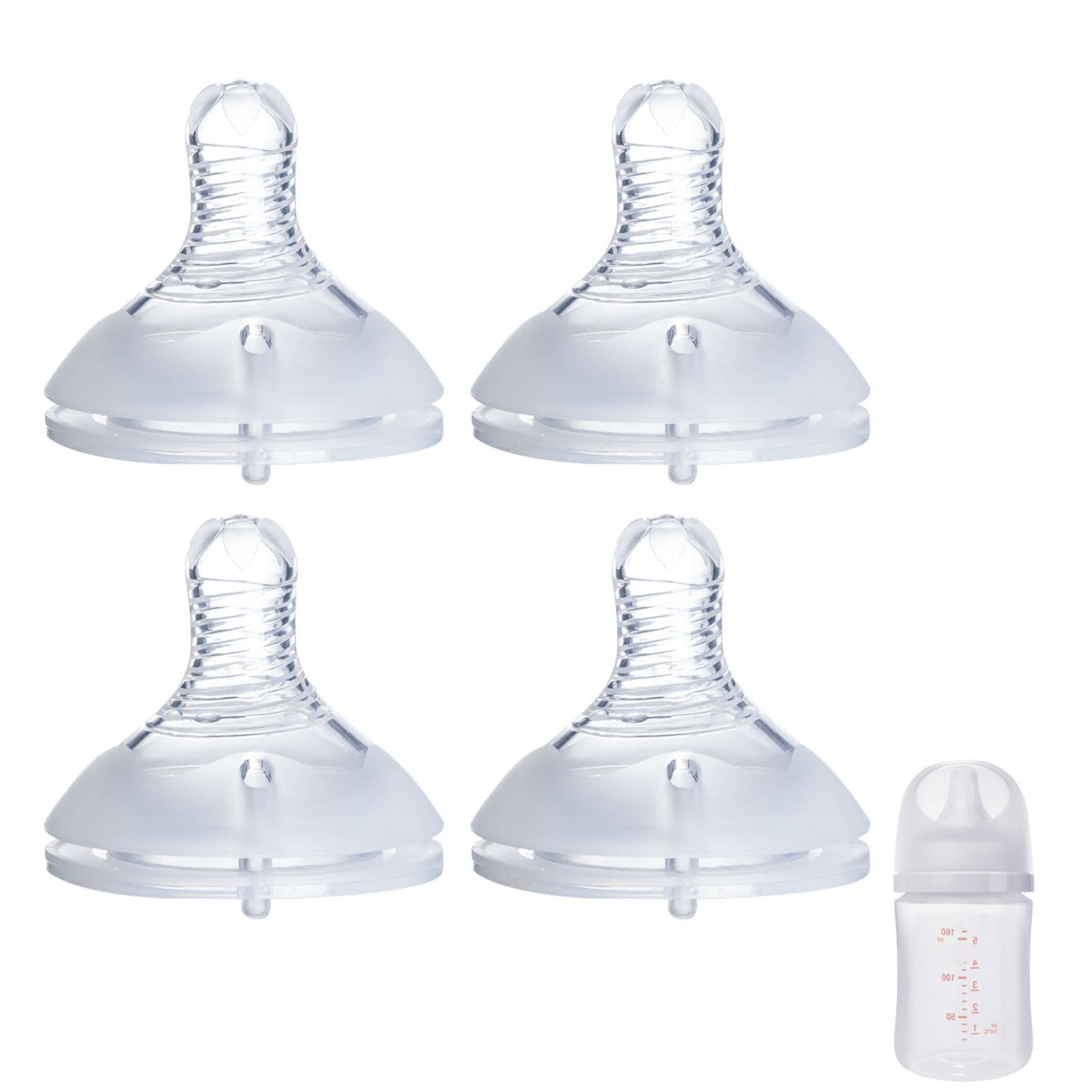 4Pack Replacement Silicone Nipple Compatible with Pigeon PP Nursing Bottle, Soft Spout Replacement for Pigeon, Easy Transition from Bottle to Cup, No Spill (S, Slow Flow)