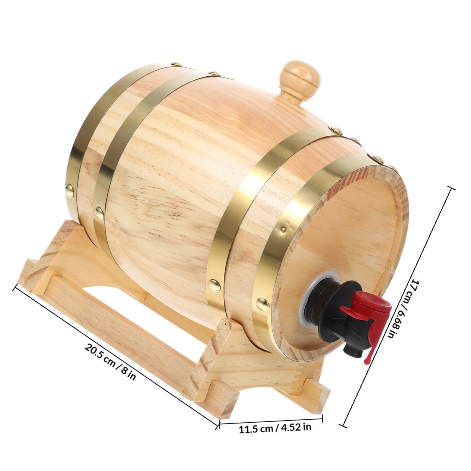 Dispenser per Botte in Legno da 0,8 l Rubinetto e Supporto, Botte di Legno Stile retrò per Vino e Birra, Secchio Pratico per Bar e Degustazioni