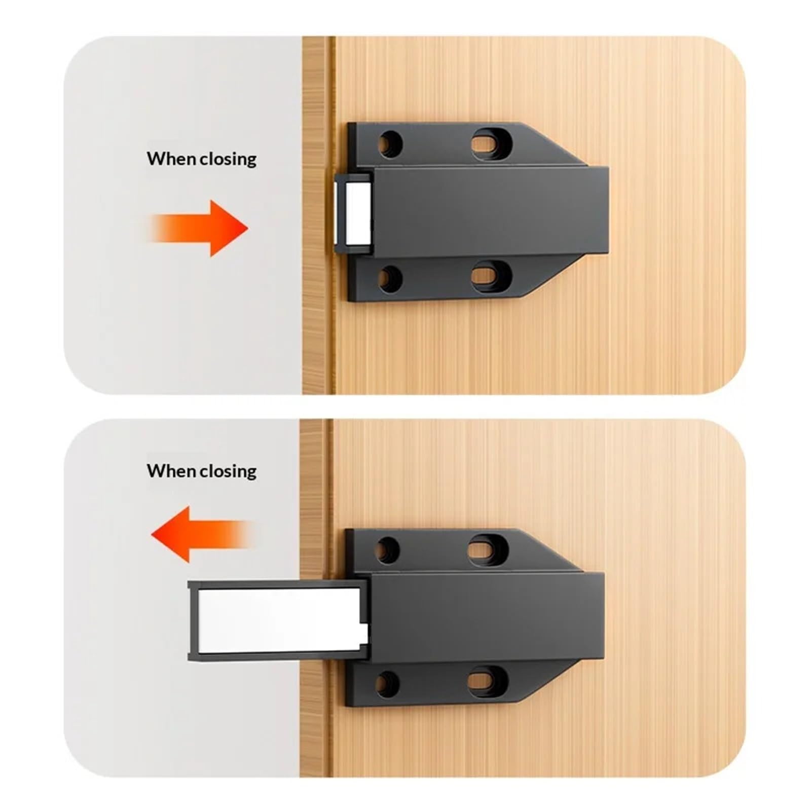 10 Stück Magnet-Schranktürschnäpper aus Kunststoff, for Öffnen drücken, magnetische Schrankschnäpper, robuster Riegel for Türbeschläge, Türstopper(Black)