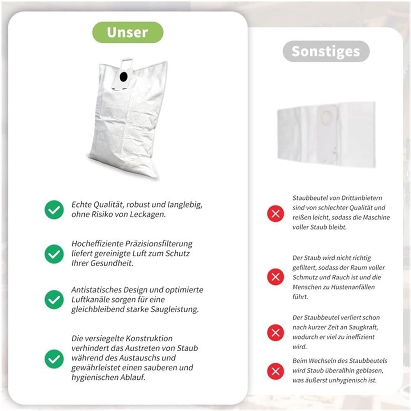 Compatible with Festool CT 36 CTM 36 E CTL 36 E Vacuum Cleaner Bags, 6 Pack