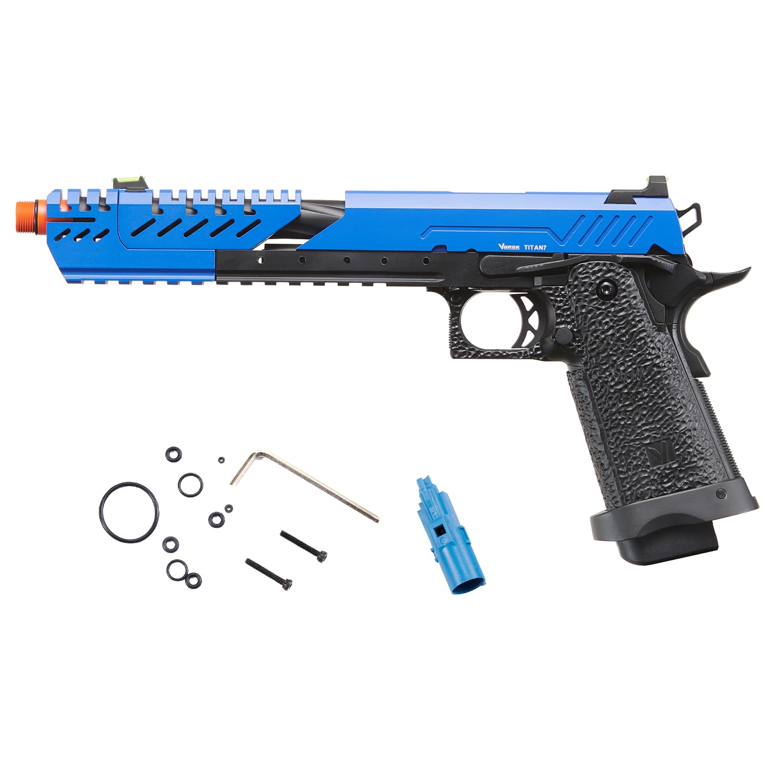 Vorsk Aluminum CNC Airsoft Titan Hi-Capa Extended Gas Blowback Pistol w/ 20mm Rail