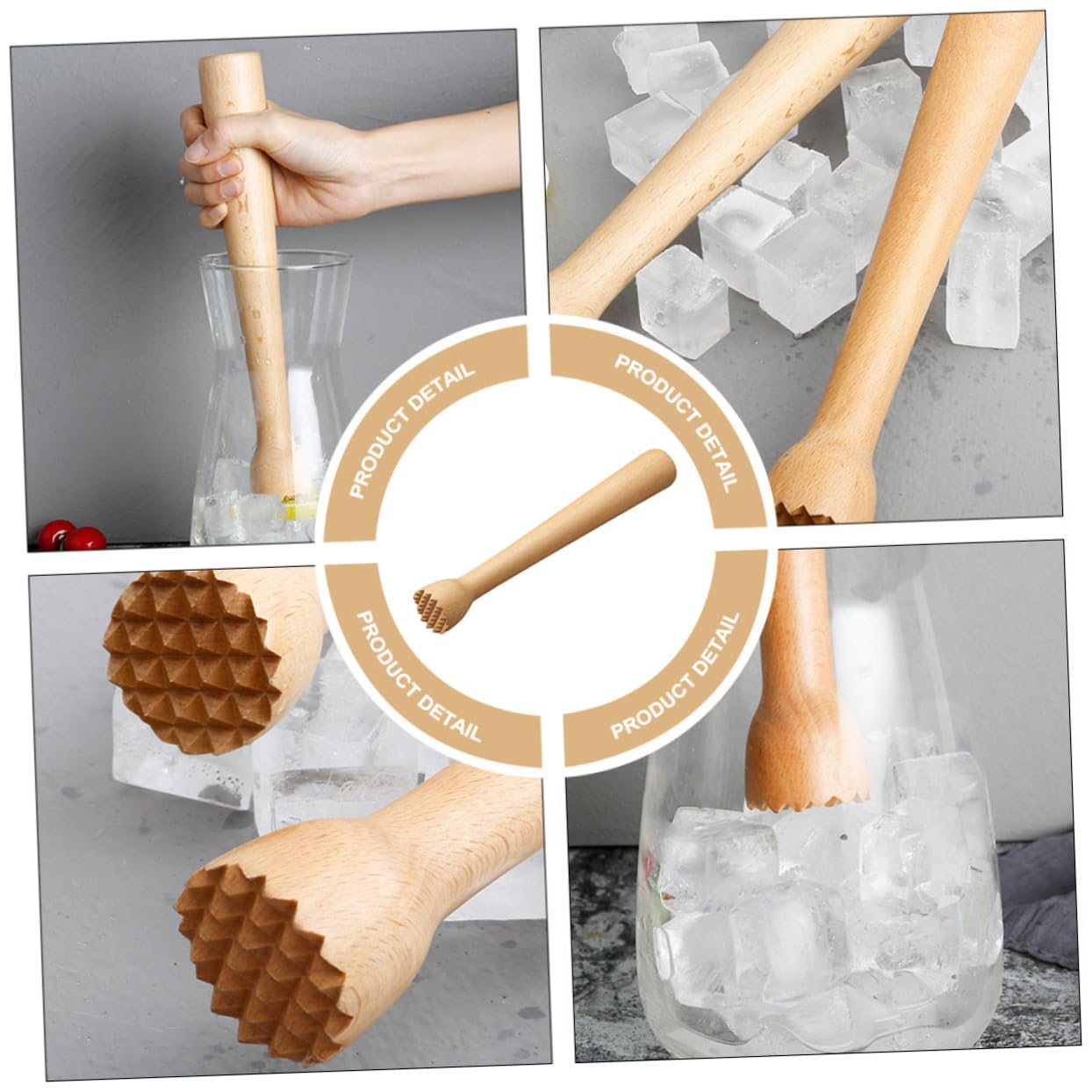 OFFSCH 1Pc Beech Muddler Stirring Rod for Cocktails Professional Bar Mixing Tool for Crushing Ice Mixing Drinks Bars and Cafes Versatile Design