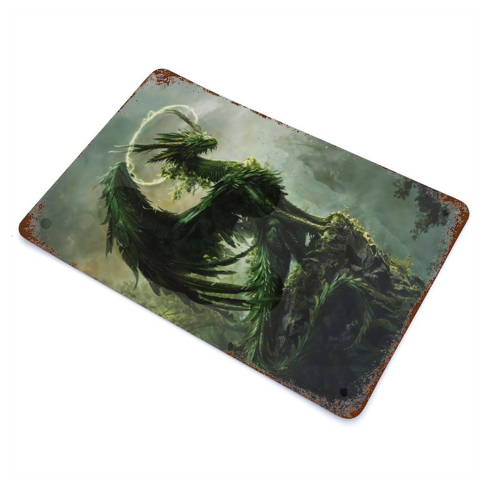 Weathered Tin Sign with Majesty of The Forest Design 11.8"x7.9", for Basement, Hobby Room And Garage Decor, Industrial Home Decor