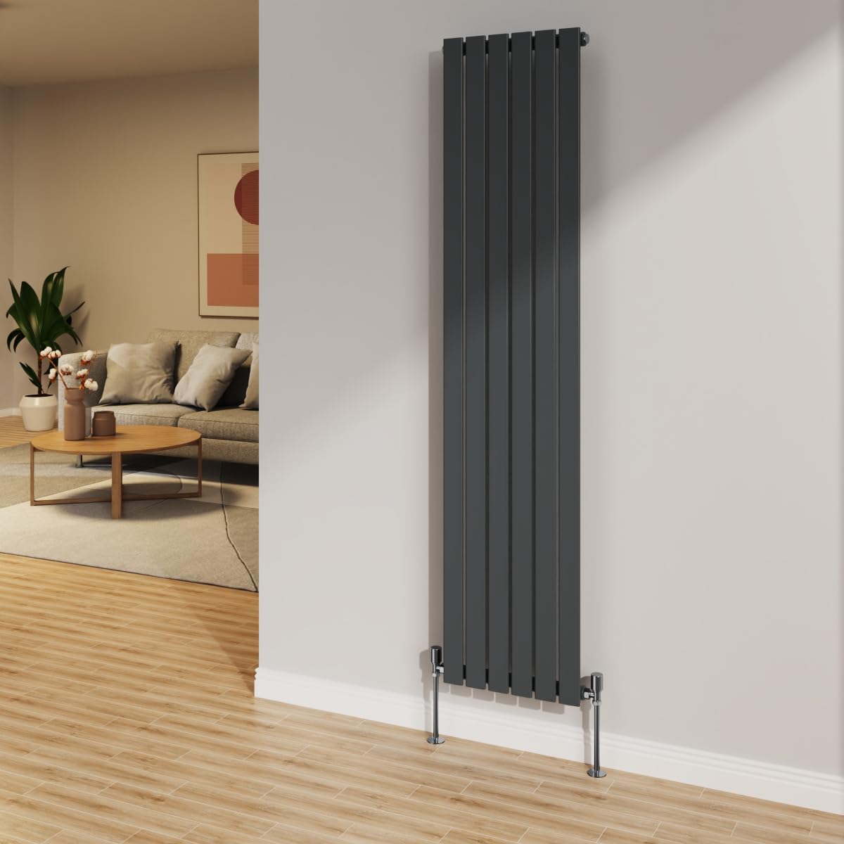Nrg Anthracite 1800X408mm Radiator Vertical Flat Panel Bathroom Designer Single Rad Central Heating