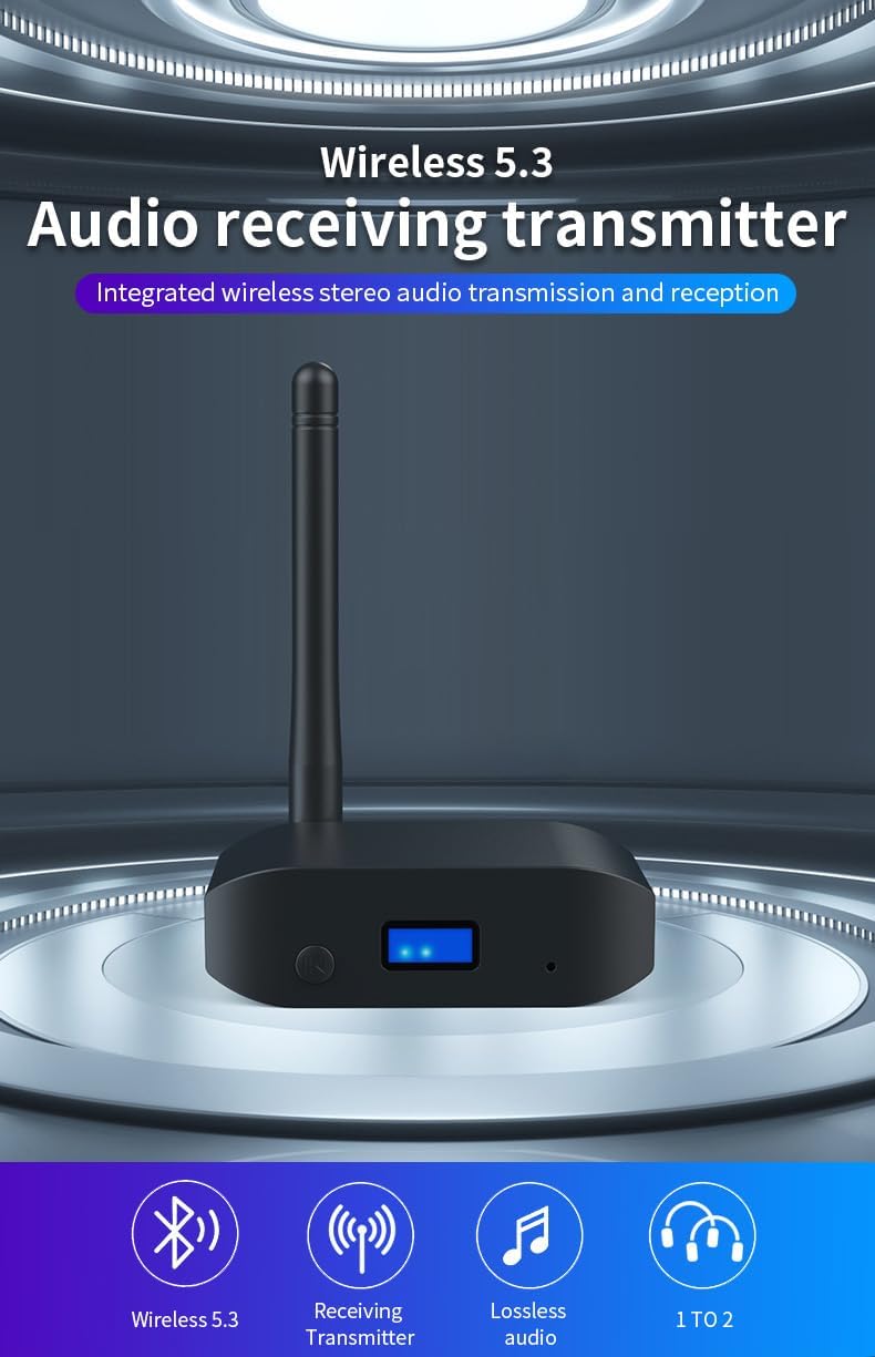 Bluetooth 5.3 Wireless Audio Adapter, Home Stereo Bluetooth Audio Adapter, Wireless and Streaming Stereo Adapter,with 3.5mm Audio Cable, USB-C Data Cable… image 2 of 9 B0CZ8L5ZHT