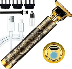 Máquina de Cortar Cabelo Profissional e Aparador Recarregável para Barba, Cabelo e Corpo, Acabamento Dourado Premium