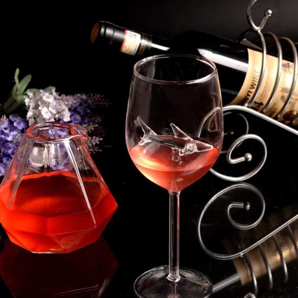 Copas de vino tinto de tiburón sin plomo y sin plomo para fiestas en casa, copas de vino rojo/blanco (2 piezas)
