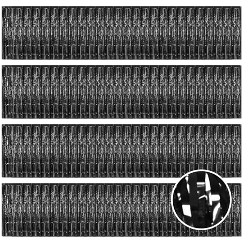 100 Pack Black Foil Fringe Backdrop Curtains 3.2ft x 8.2ft Black Tinsel Foil Fringe Curtains for Birthday Party Decorations Photo Booth Backdrop for Halloween Christmas New Year Holiday Decorations