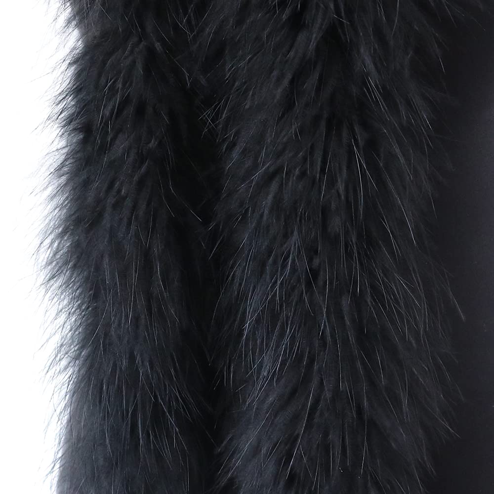 Boa de plumas de marabú de 2 yardas para manualidades, accesorio decorativo para árbol de Navidad, Halloween, carnaval, fiesta (negro)