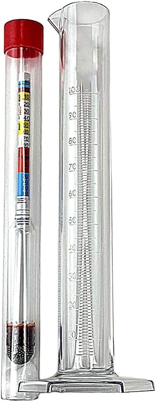 North Mountain Supply – Fermentation Test Kit – 8" Italian Glass Triple Scale Hydrometer & 100cc Extra Clear Graduated Cylinder – Combo Kit with Test Jar – Made in Italy – Lead & Mercury Free