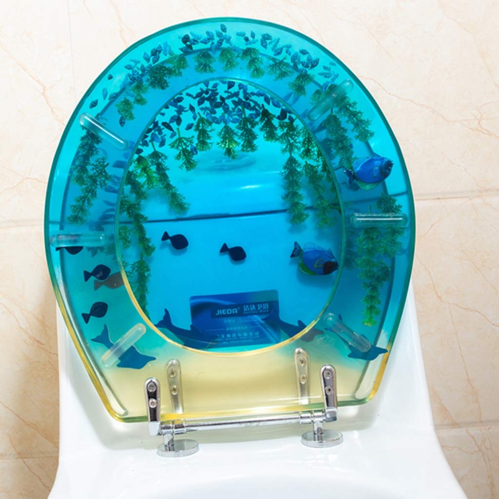 Transparenter WC-Sitz aus Kunstharz mit starken Scharnieren – einfach zu montierender Doppelbefestigungsdeckel (transparent)