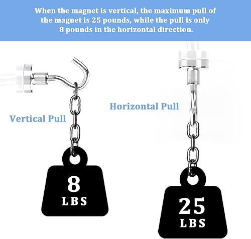 Miniatura 4 de Ganchos magnéticos fuertes resistentes, 25 libras, potentes imanes de neodimio de tierras raras, gancho para colgar en el aula, refrigerador,