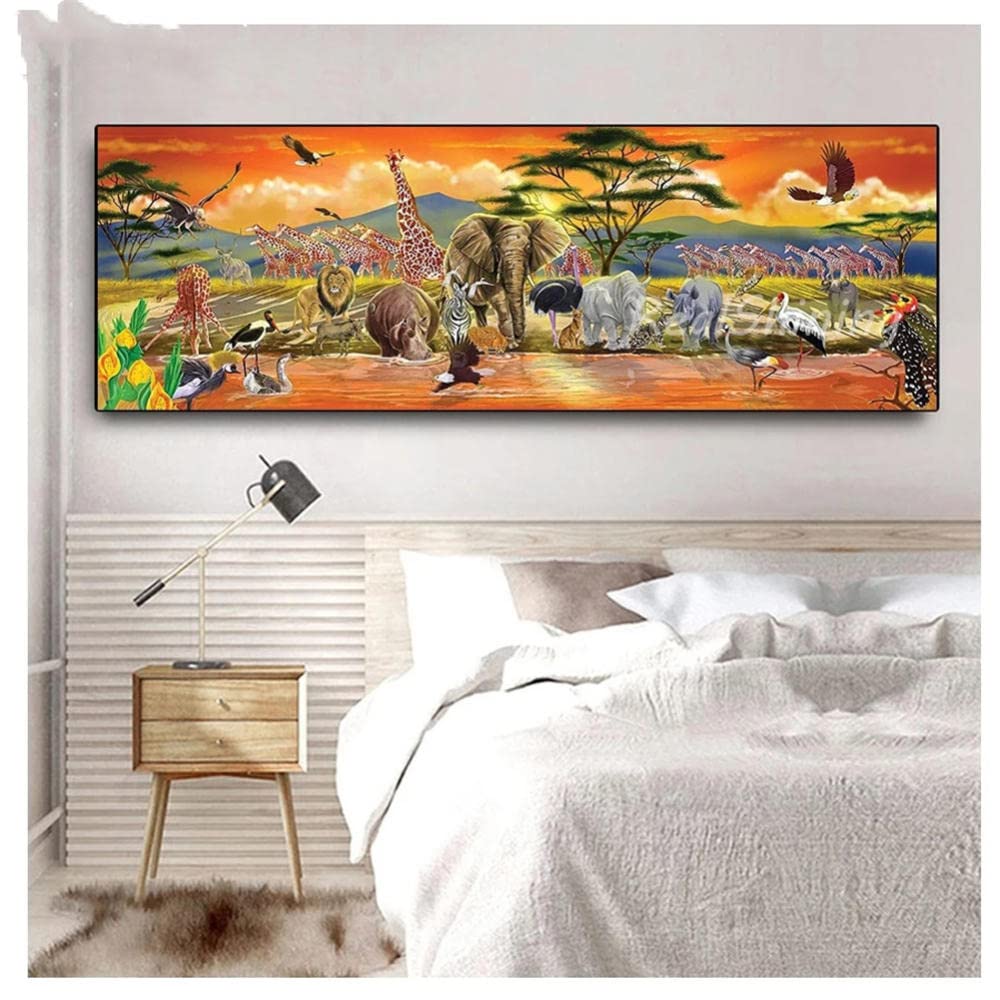 5D Diamond Painting Kit Completo Drill,Animale zebra africano Pittura Diamante Quadri Fai da Te Grandi Dimensioni Ricamo Punto Croce Pieno Strass Art Crafts per Casa Pareti Decor-square drill,30x90cm