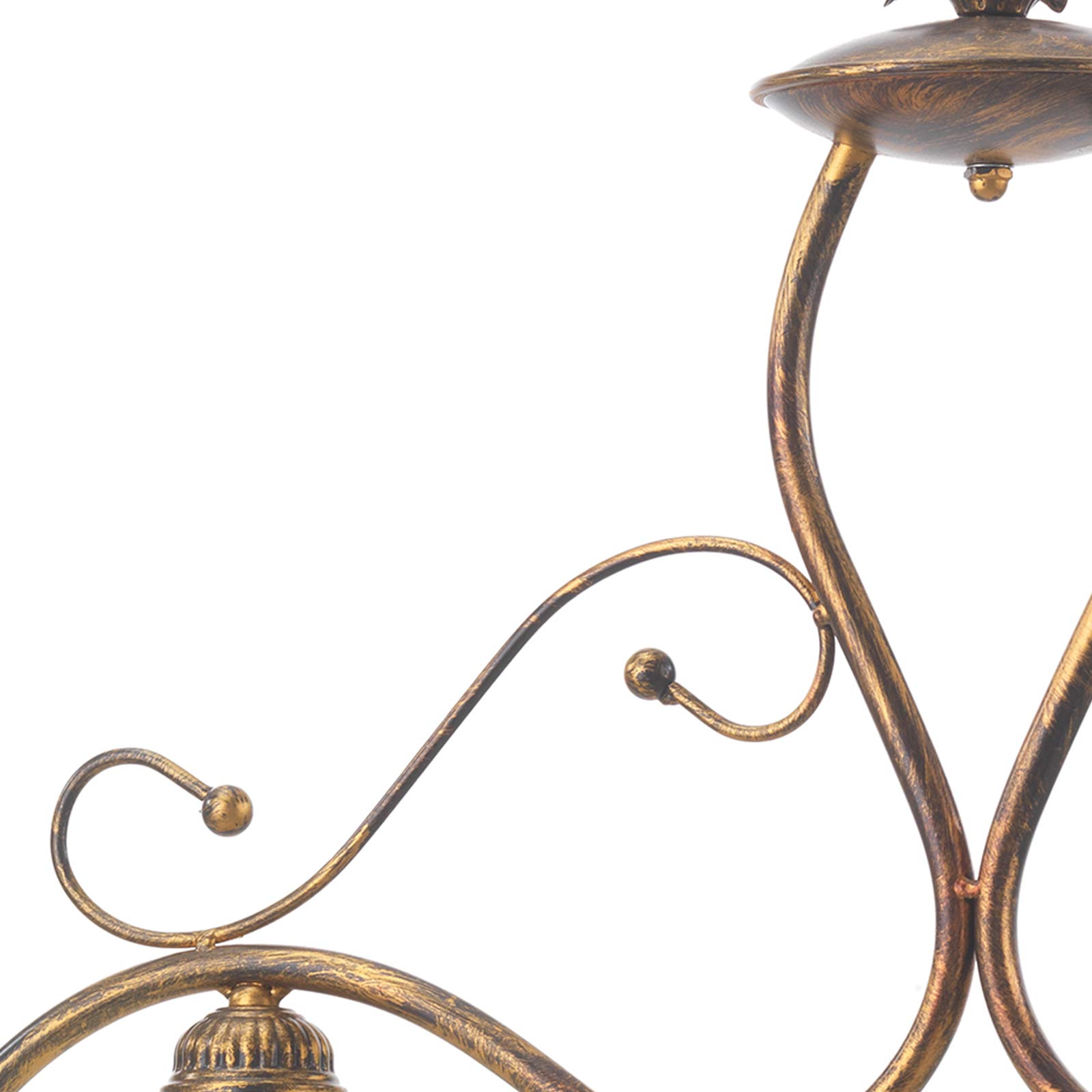 ONLI Lampadario 2 luci Giorgio in Metallo Marrone spennellato Oro e vetri sfumati, Bronzo