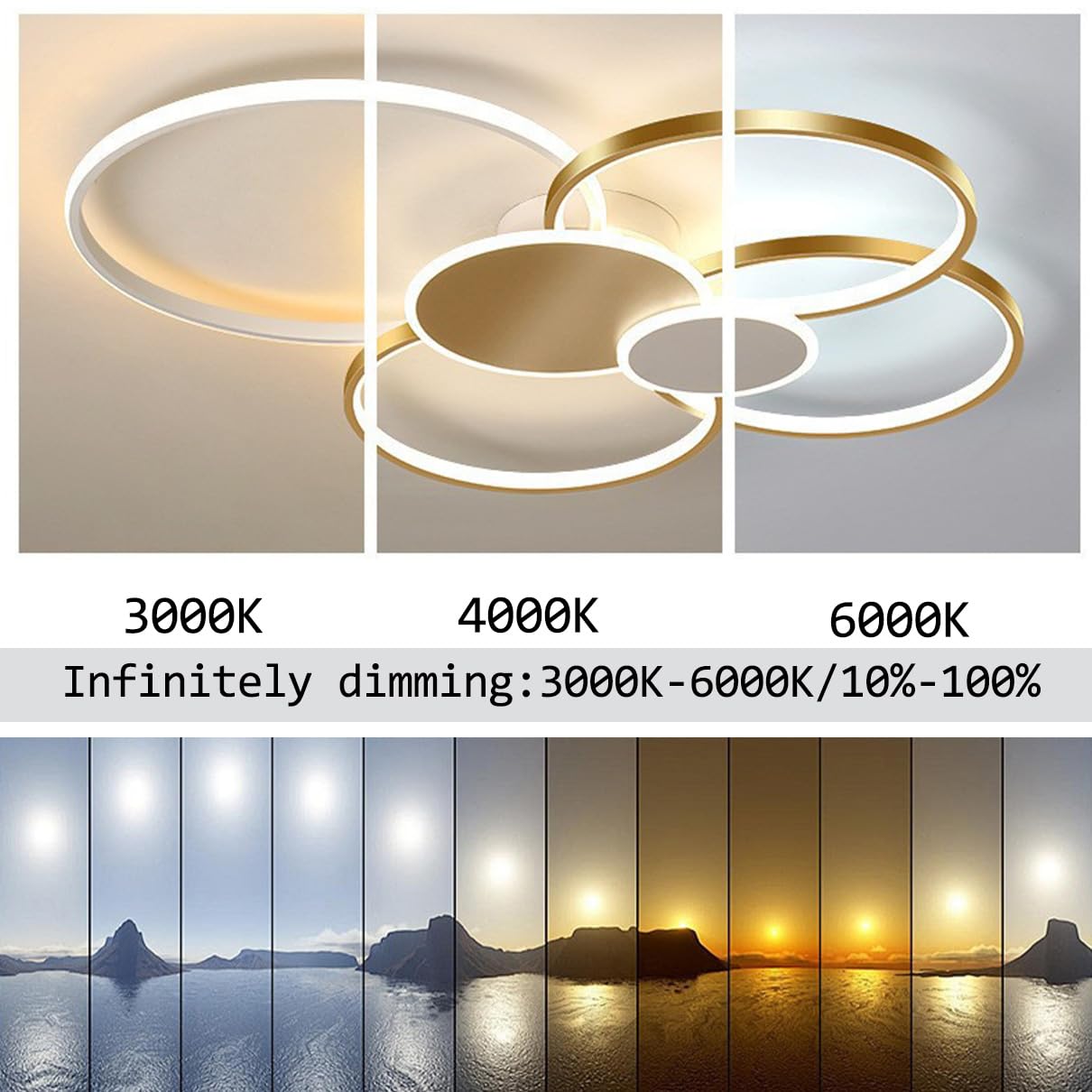 Dimmbare LED-Deckenleuchte, Wohnzimmerleuchte schwarz gold, Deckenleuchte Schlafzimmer-Wohnzimmerleuchte LED, Wohnzimmer schwarz & weiß, Schlafzimmerleuchte (Golden, L80*W65*H10CM)