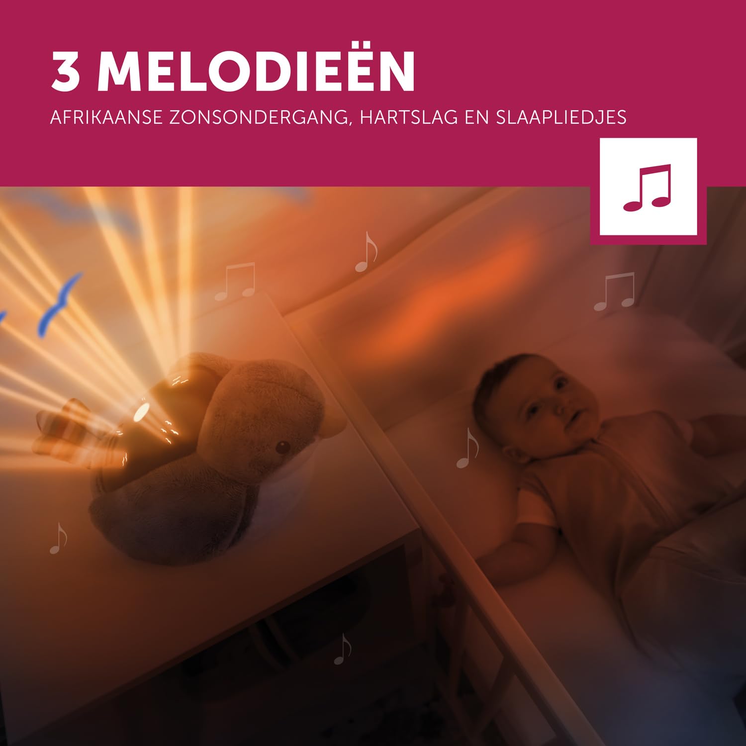 Personalisierbarer Sternenhimmel Projektor Shally der Spatz – mit Sonnenuntergangs-Projektion & beruhigender Musik – Personalisierte Geschenke Baby – Nachtlicht Kinder – ZAZU