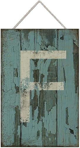 Vista 488 de Letrero colgante de madera con letra A, letrero de madera, decoración del hogar, 26 letras del alfabeto de metal, placa de madera, decoración