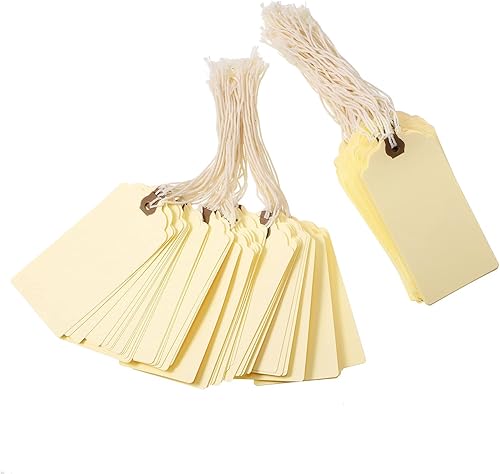 Miniatura 2 de 360 etiquetas Manila de 4 34 pulgadas x 2 38 pulgadas, etiquetas de envío con cuerdas adjuntas, etiquetas de inventario para equipaje, etiquetas de