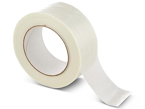 Miniatura 5 de Cinta de fleje de 2 pulgadas x 60 yardas paquete de 12 unidades cinta de fibra de vidrio súper fuerte reforzada resistente al desgarro con capacidad