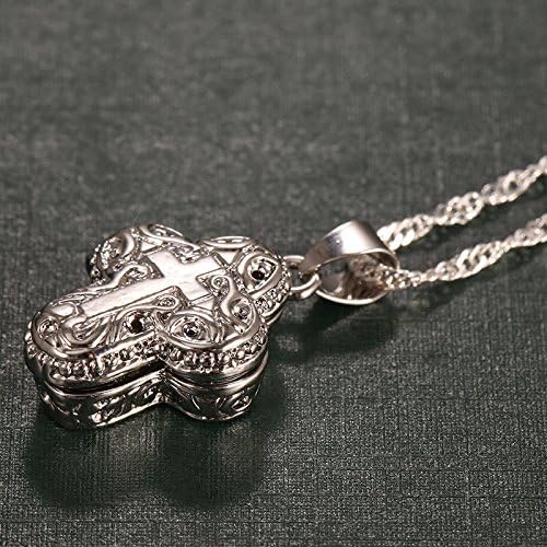 Tonkaobadin Nattypat 925 Silver Christian Jesus Cross Catholic Crucifix Locket Pendant with Chain 24"