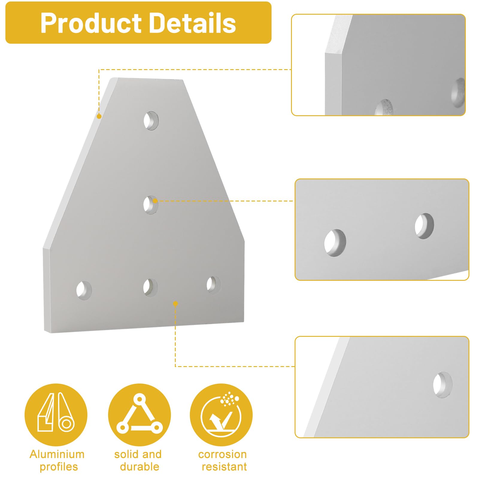 EXLECO 4er Eckhalterung Verbindungsplatte Aluprofil 40x40 Eckhalterungsplatte Eckwinkelplatte Außenprofil T Profil Aluminium mit Muttern Schrauben Schraubenschlüssel für 9mm Schlitz Aluminiumprofil