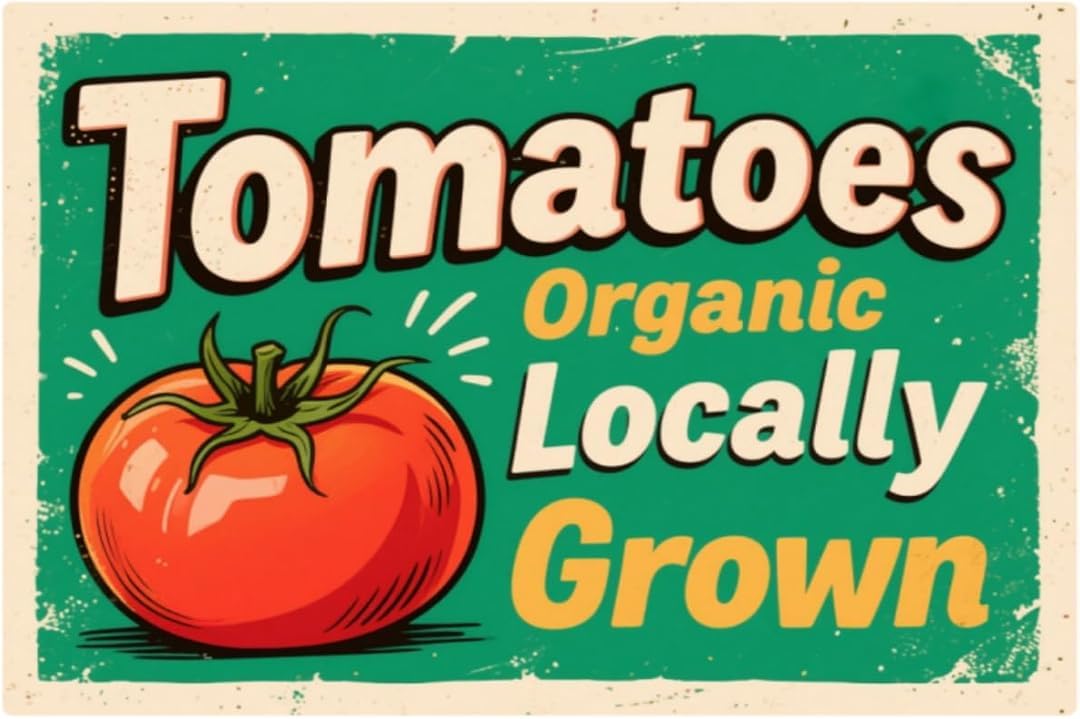 Tomatoes Wall Art Decor Plaque for Cafe Farm Fishing Garage Garden Yard Tin Sign 8x12 Inch