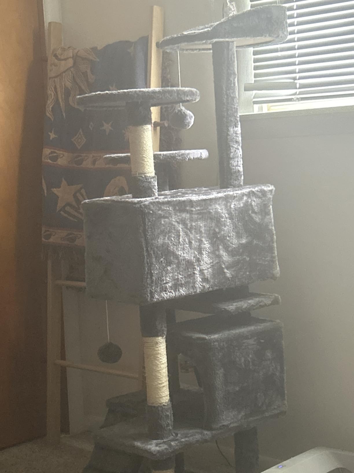 FDW Cat Tree 54in Cat Tower Multi-Level Durable Cat Scratching Post & Cozy Fun Cat Jumping Platform Space Saving Cat Condo Pet Play House for Indoor Cats,Dark Gray photo review