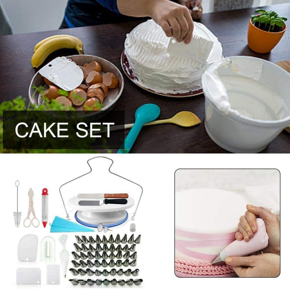 Set di ugelli per tubazioni da 100 pezzi Accessori per la cottura professionale Accessori per torte con 55 beccucci per tubazioni numerati, piatto per torta girevole,