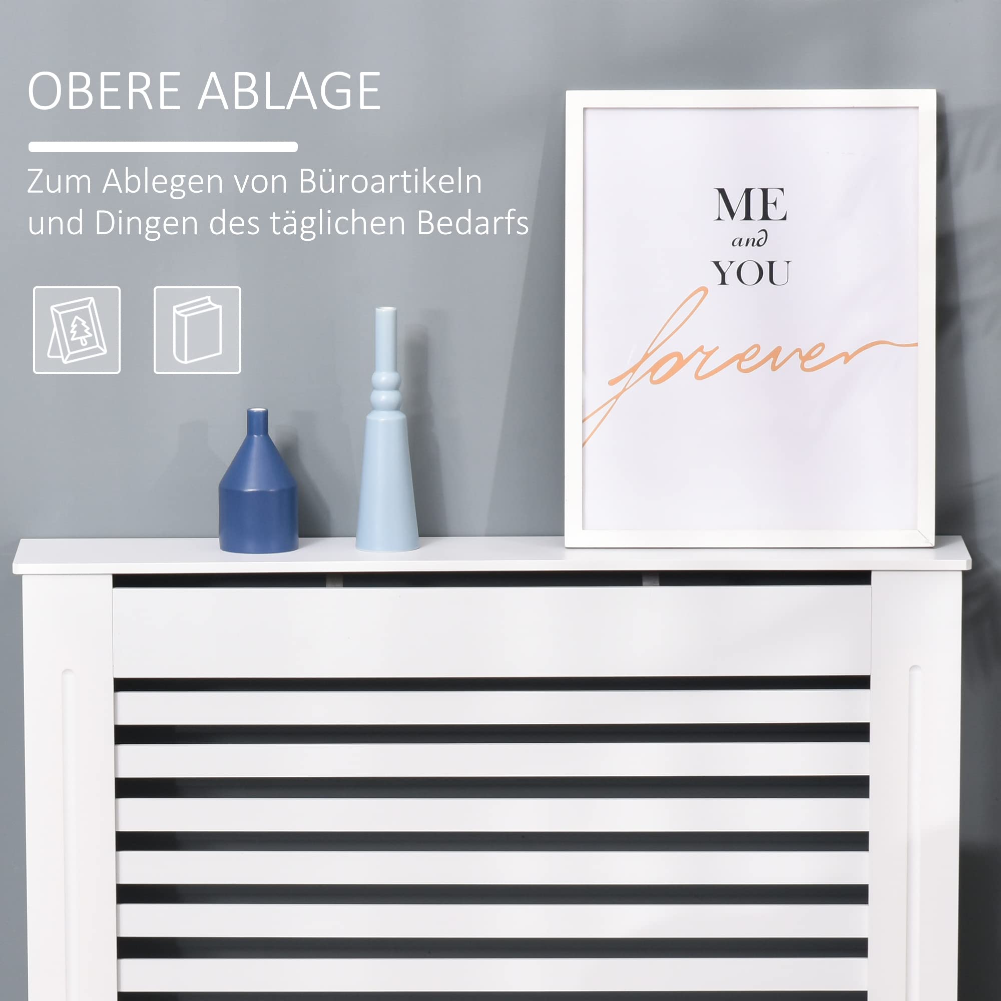 HOMCOM Heizkörperverkleidung Heizkörperabdeckung Heizungsverkleidung Heizkörper Radiator Cover Abdeckung MDF Weiß 112 x 19 x 81 cm