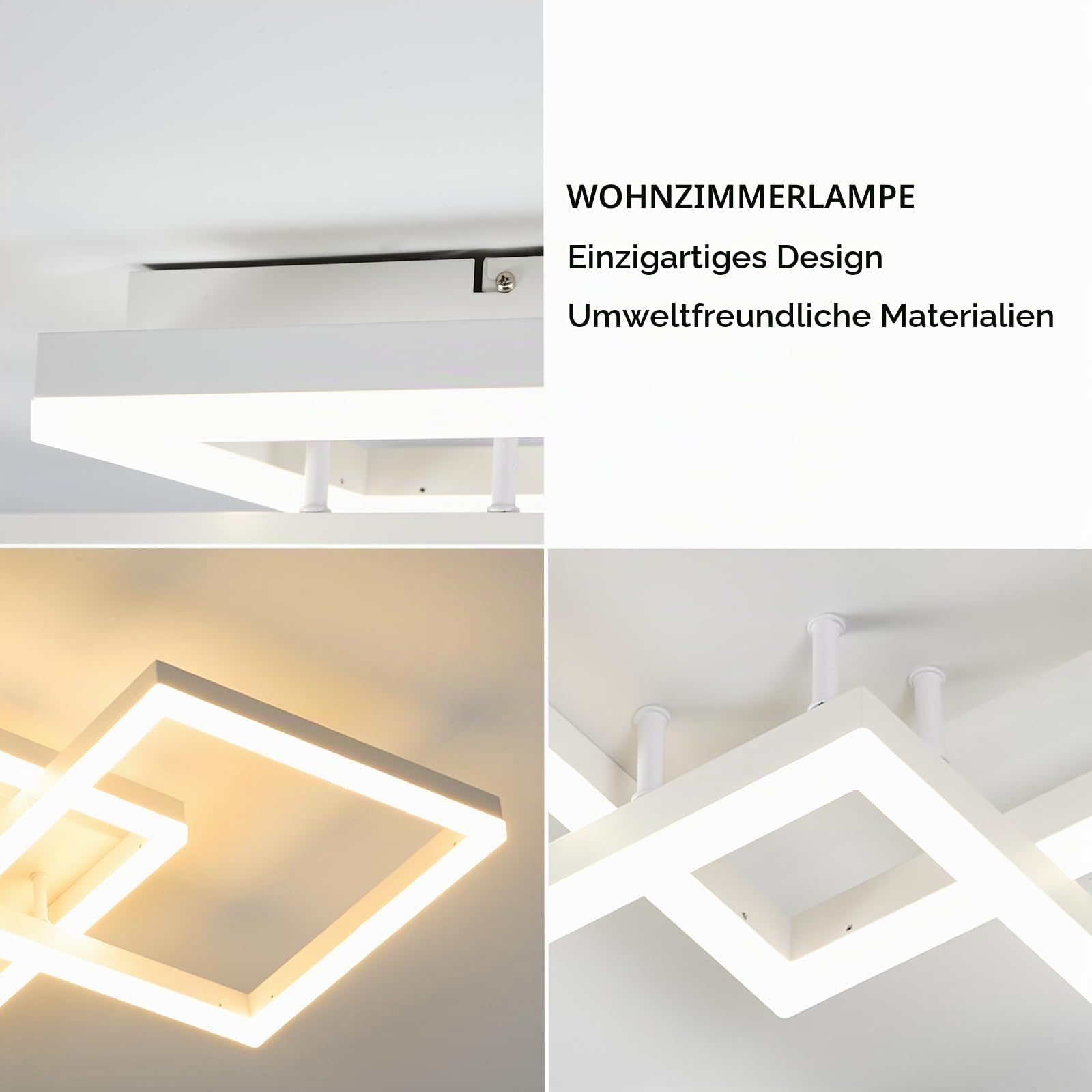 ANTENLICHT LED Deckenleuchte 85CM Dimmbar Wohnzimmer Deckenlampe 75w 7200LM, Wohnzimmerlampe mit Fernbedienung 3000K-6500K, Metall Rechteckige Schlafzimmerlampe Deckenbeleuchtung für Schlafzimmer Büro