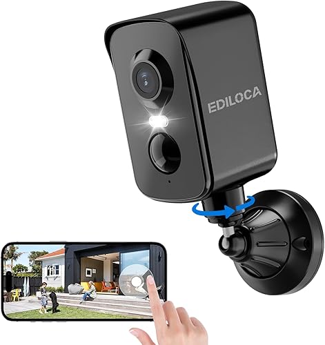 Cámaras de seguridad inalámbricas para exteriores, 2K Pan Rotación de 300 Cámara WiFi alimentada por batería con detección humana PIR, visión