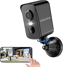 Ediloca 2K 3MP Caméra Surveillance WiFi Exterieure sans Fil, Vision Nocturne Couleur, AI & PIR Détection Mouvement, Audio Bidirectionnel, Caméra Batterie, Extérieure, Noir (Batterie Rechargeable)