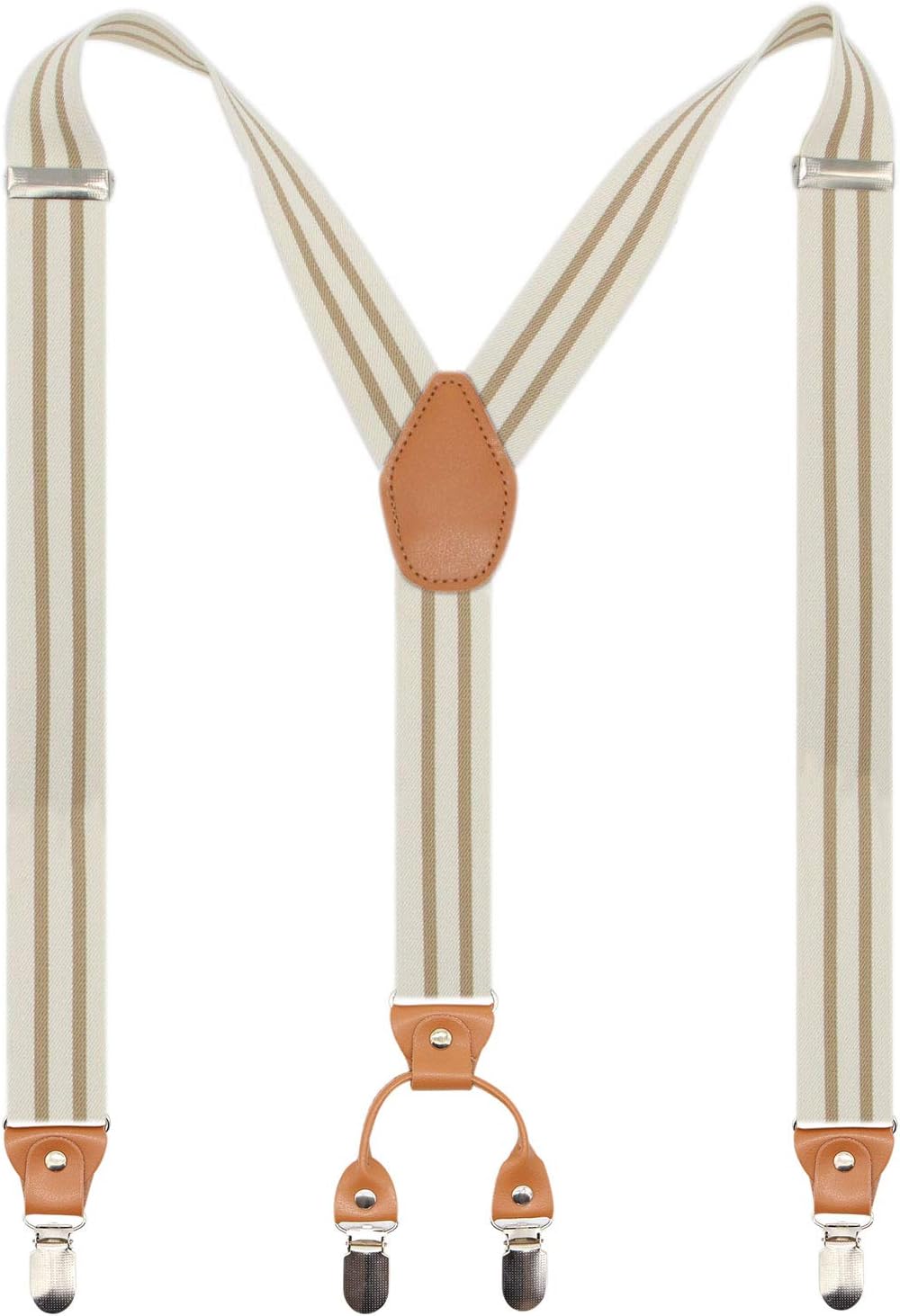 - Men’s Y-Back 4 Metal Clip Elastic Wide Suspenders Perfect For Both Casual&Formal