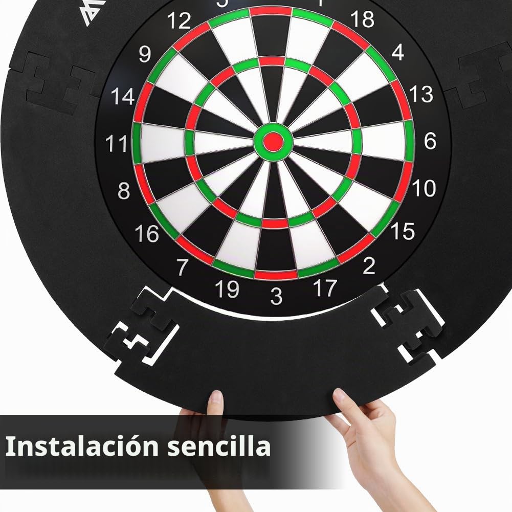 flintronic Protector Diana Dardos, EVA Placa Posterior de La Diana, Almohadilla de Pared Envolvente para Tablero de Dardos, Sin Montaje Adicional, para Los Amantes de Los Dardos, Negro, 45 cm