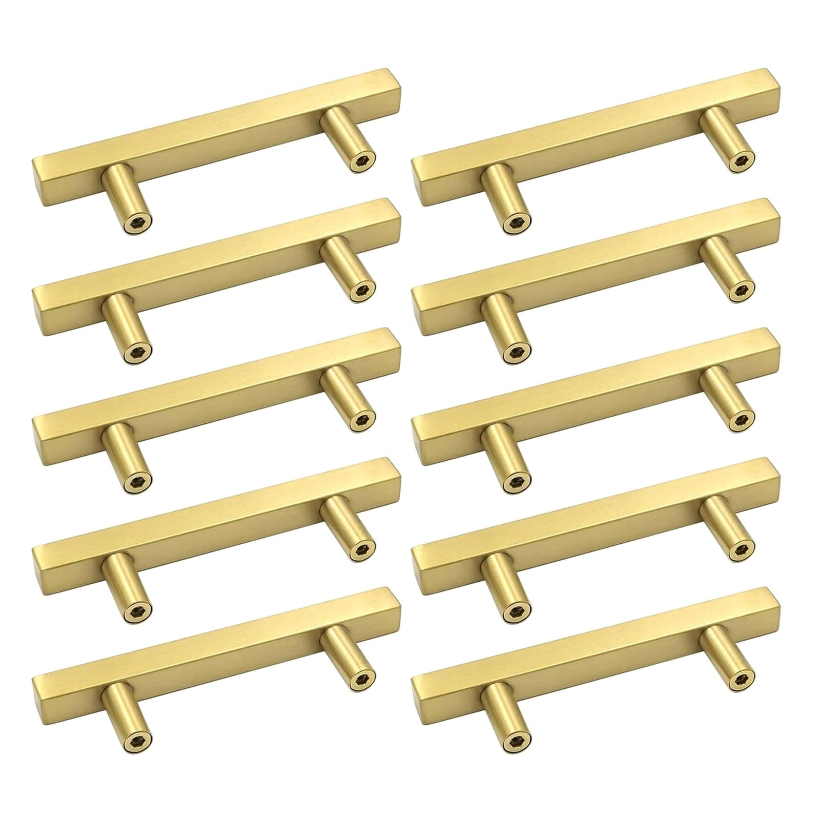 Newft 250Mm Long 10Pcs Gold Cabinet Pull Stylish Brushed Brass Handles Rustproof Cabinet Knob Upgrades For Kitchen & Bathroom Drawers Kitchen Cupboard Handles
